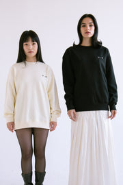 Pullover Sweatshirt with Bows in Black