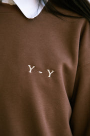 Pullover Sweatshirt with Bows in Brown