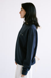 Pullover Sweatshirt with Bows in Navy