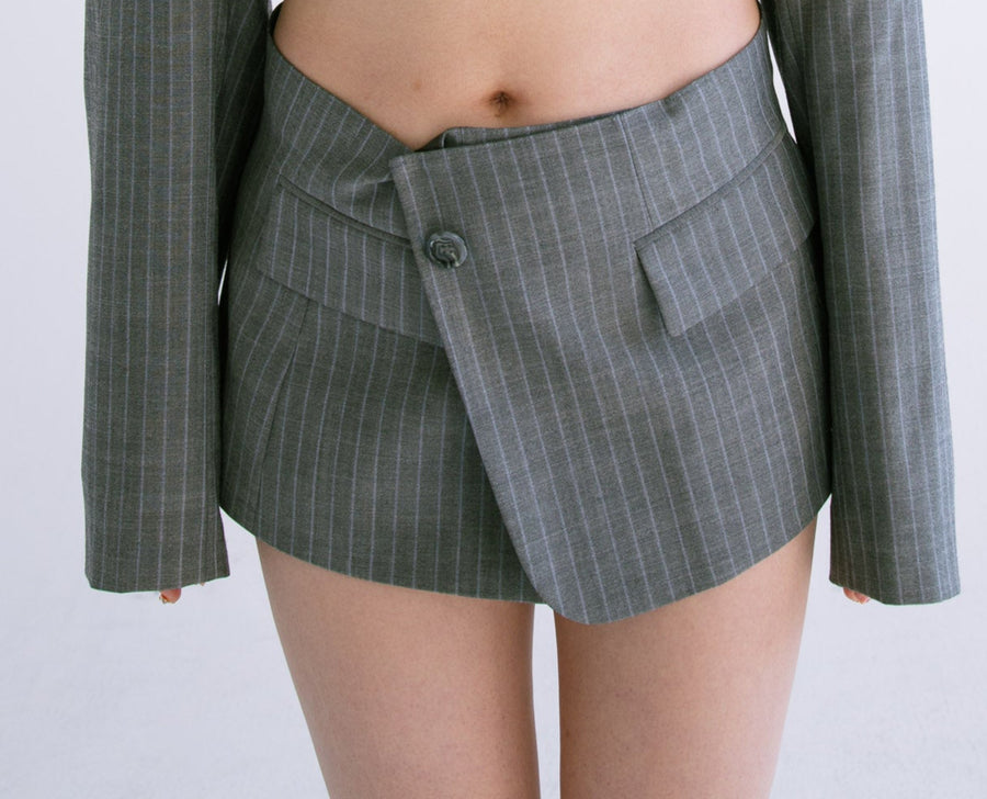 Blazer Belt Skirt in Gray