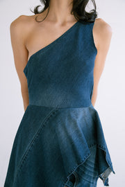 One-Shoulder Denim Mini Dress