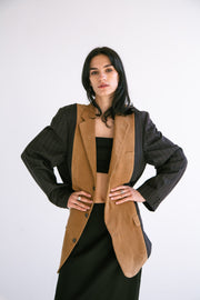 Two Tone Blazer in Brown