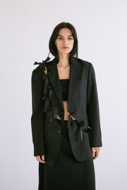 Diagonal Cut-Out Blazer in Black