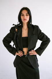 Diagonal Cut-Out Blazer in Black