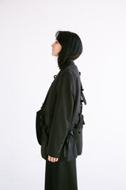 Diagonal Cut-Out Blazer in Black