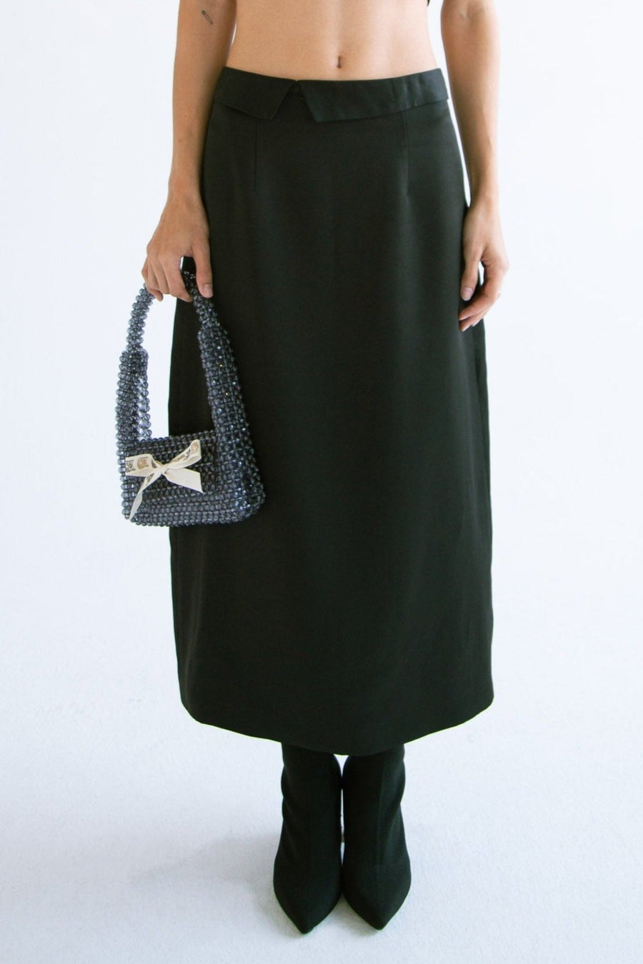 Shirt Collar Skirt in Black