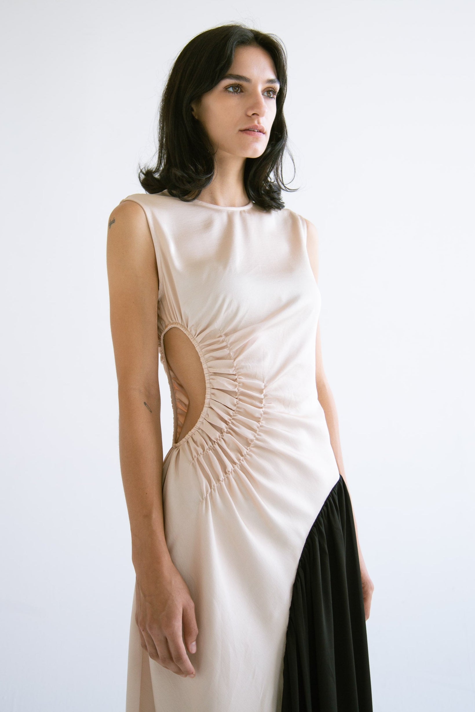 Waist Cut-Out Dress in Cream