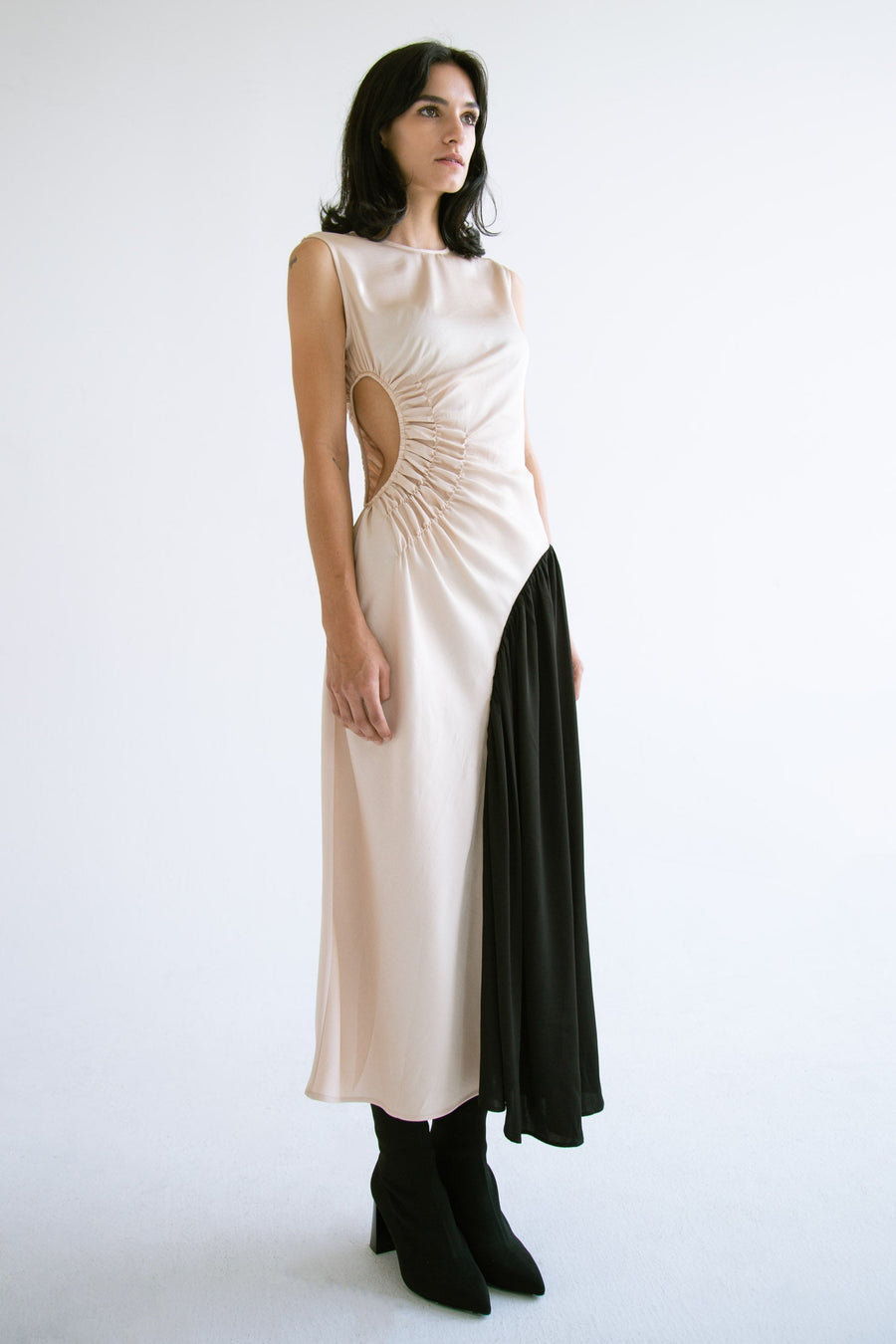 Waist Cut-Out Dress in Cream