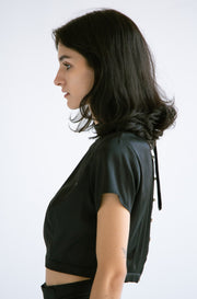Silk Crop Top With Pearls