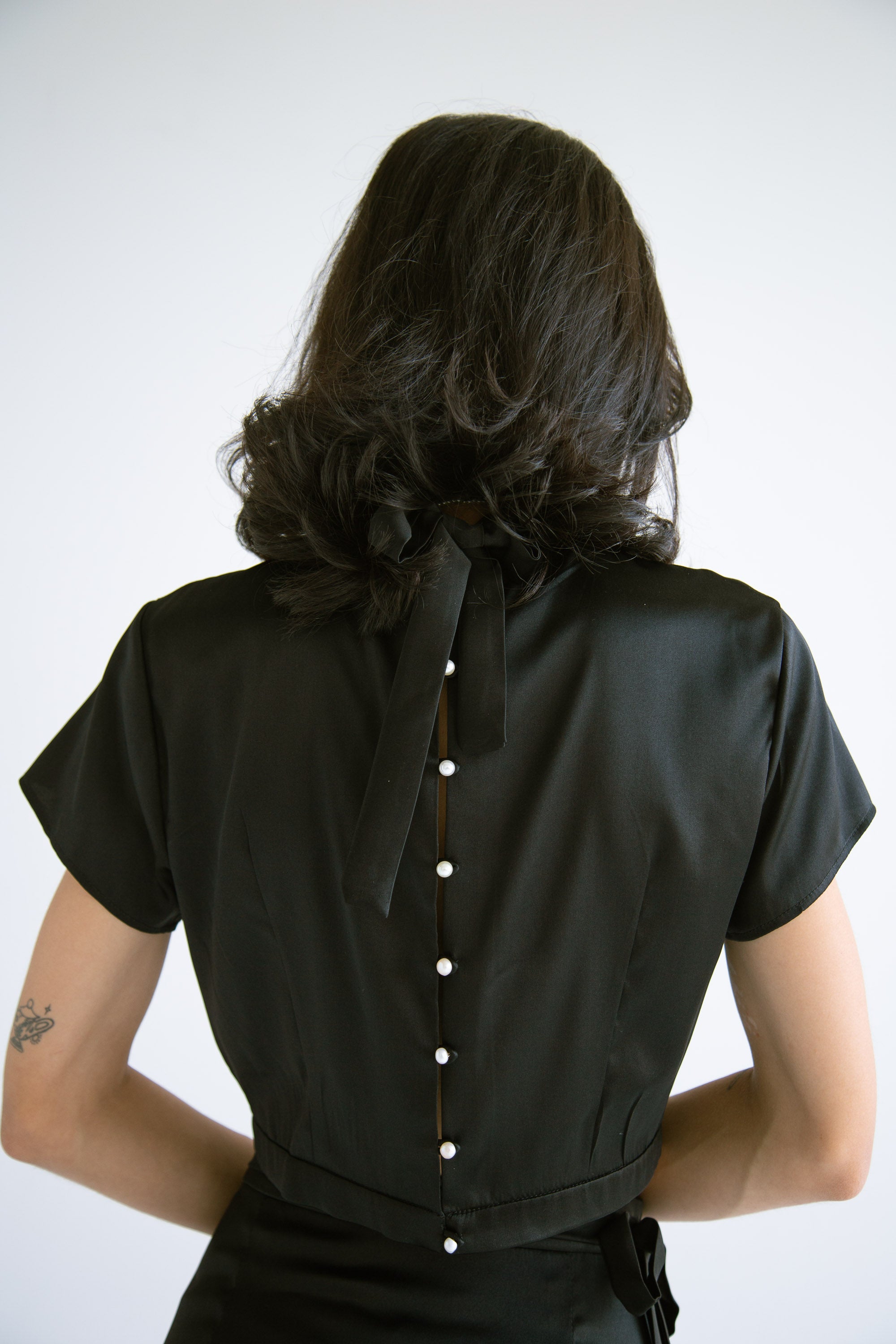 Silk Crop Top With Pearls