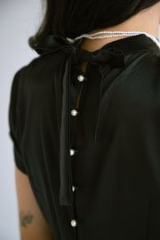 Silk Crop Top With Pearls