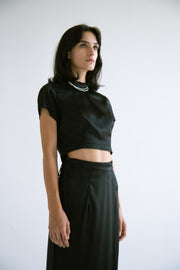 Silk Crop Top With Pearls