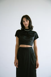 Silk Crop Top With Pearls
