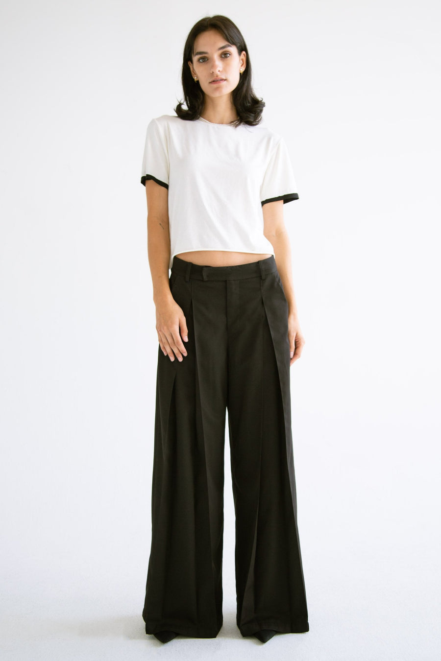 Pleated Wide Leg Pant in Black