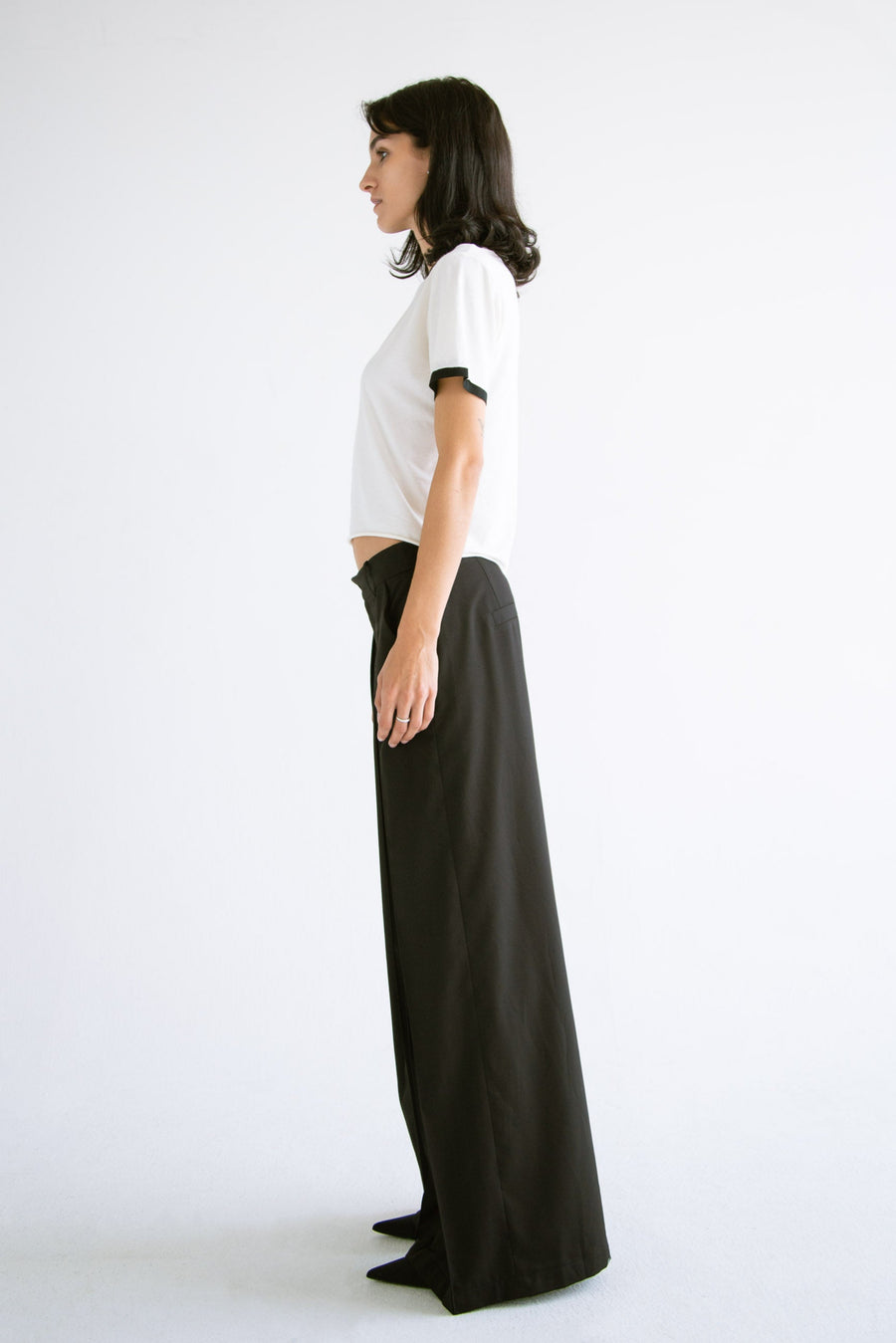 Pleated Wide Leg Pant in Black