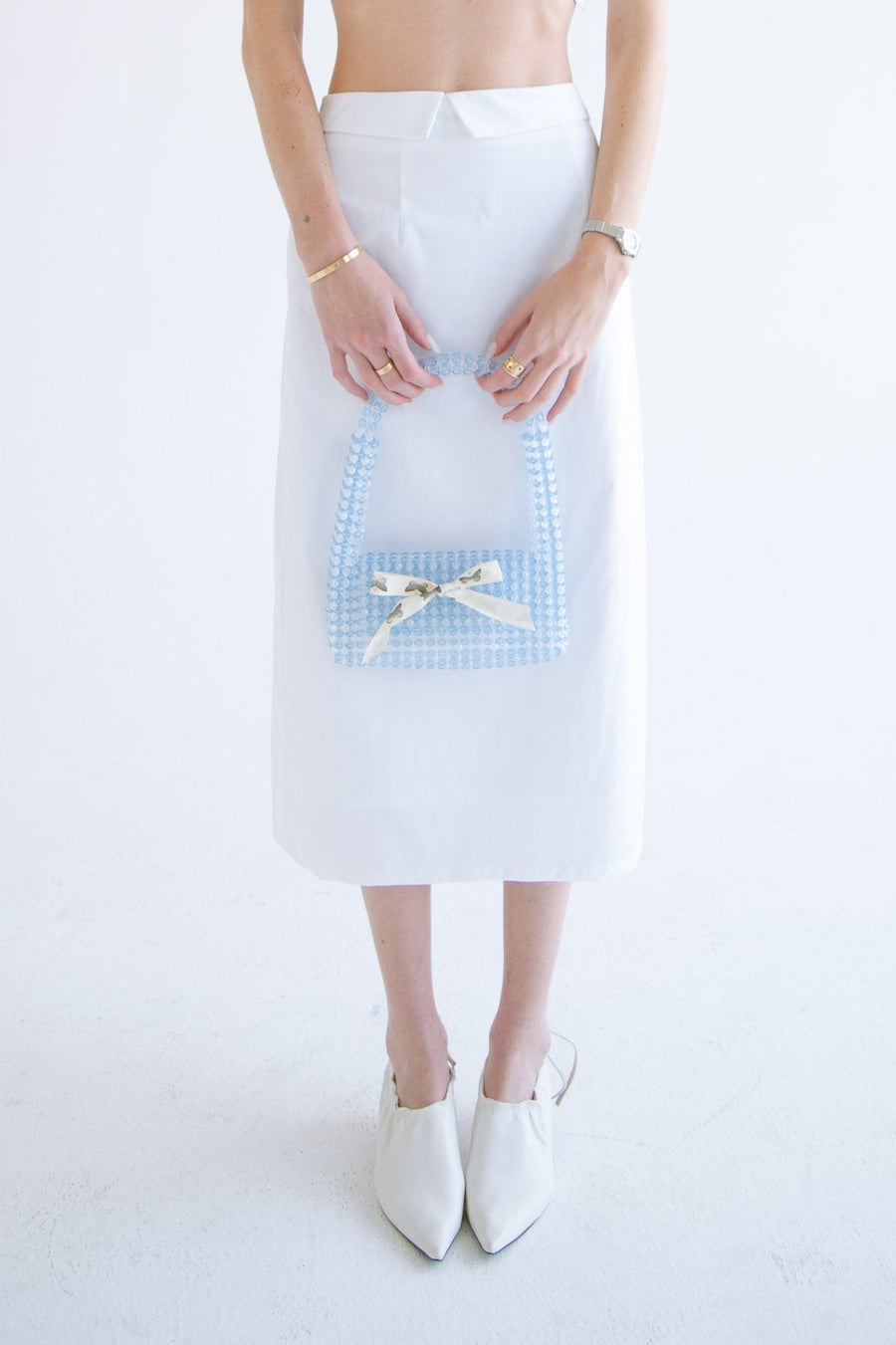 Shirt Collar Skirt in White