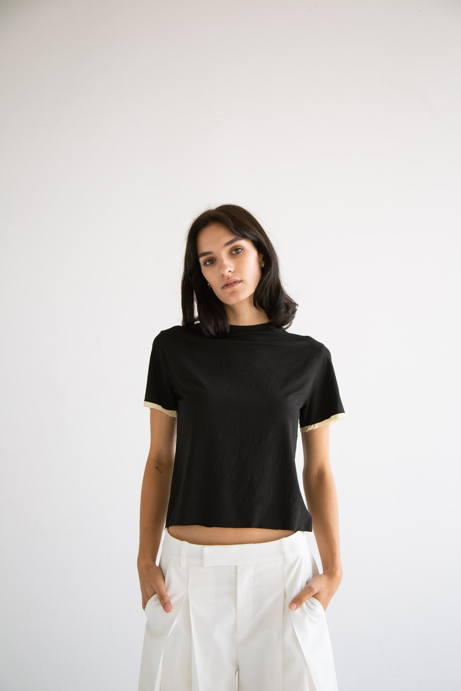 Contrast T-Shirt in Black