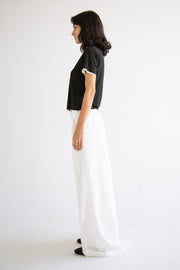 Pleated Wide Leg Pant in White