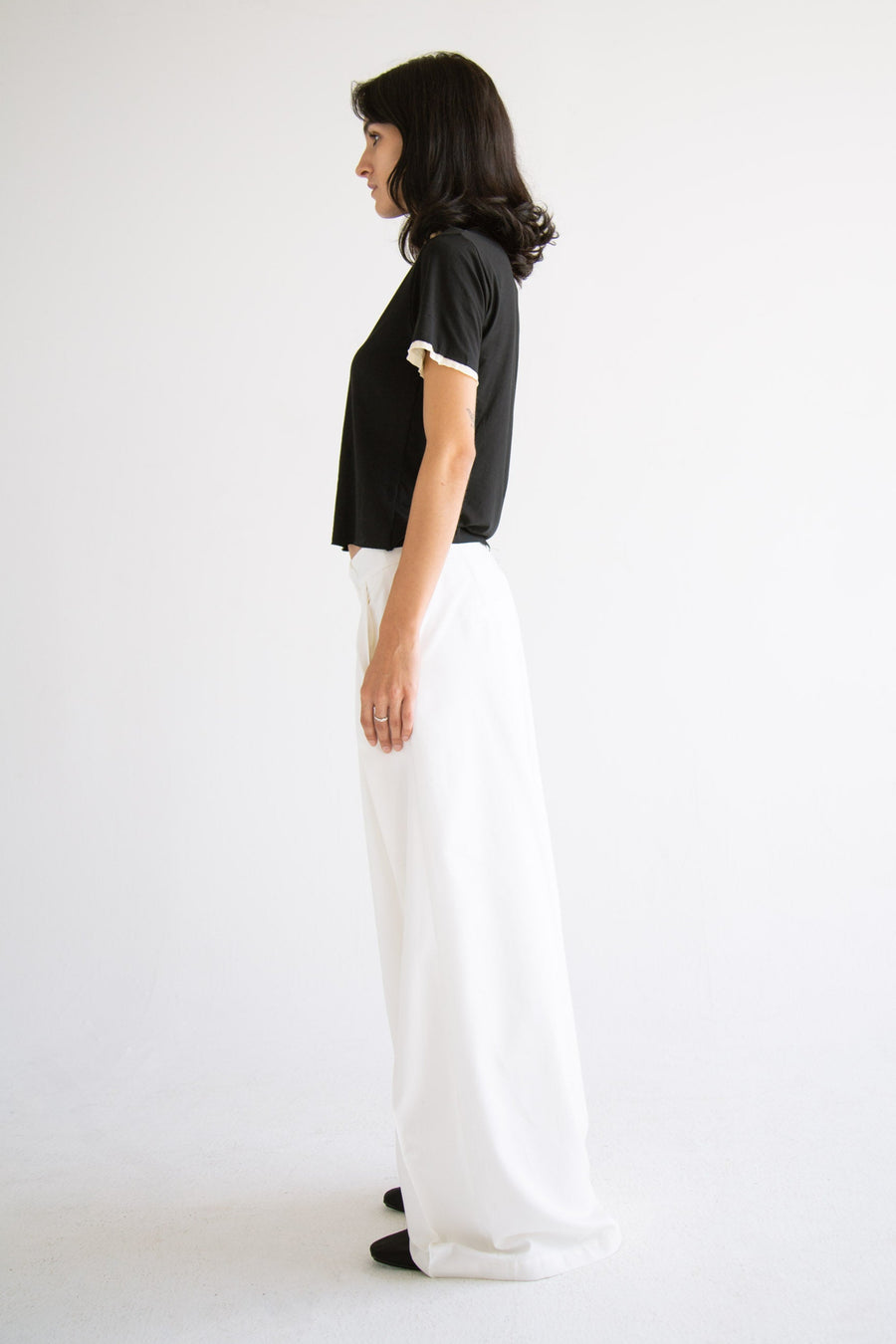 Pleated Wide Leg Pant in White