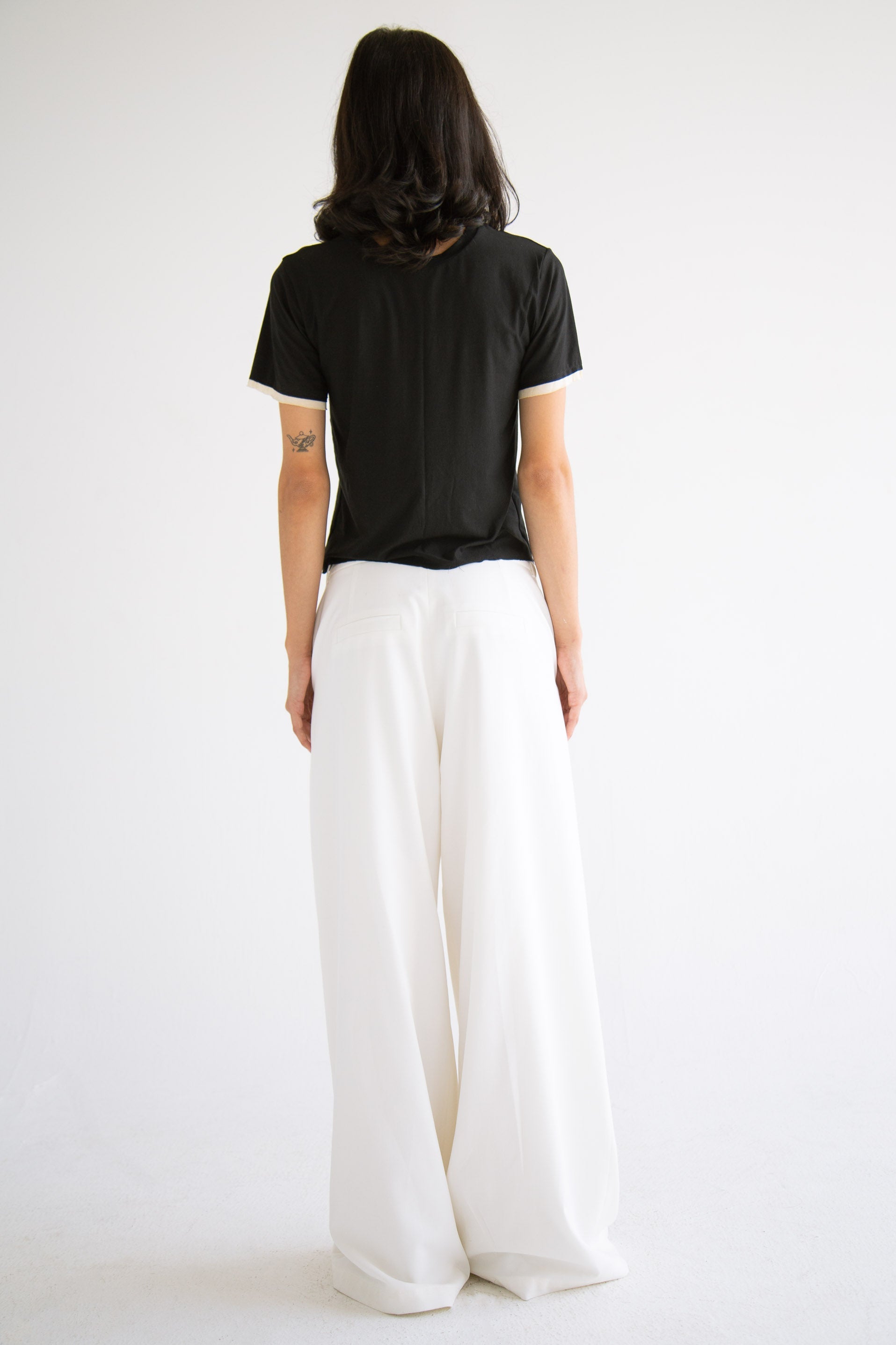 Pleated Wide Leg Pant in White