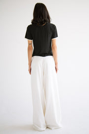 Pleated Wide Leg Pant in White