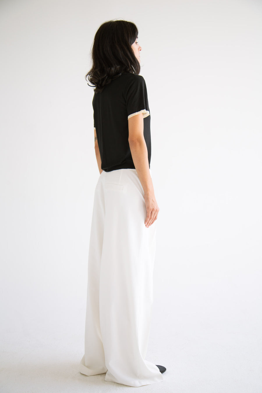 Pleated Wide Leg Pant in White