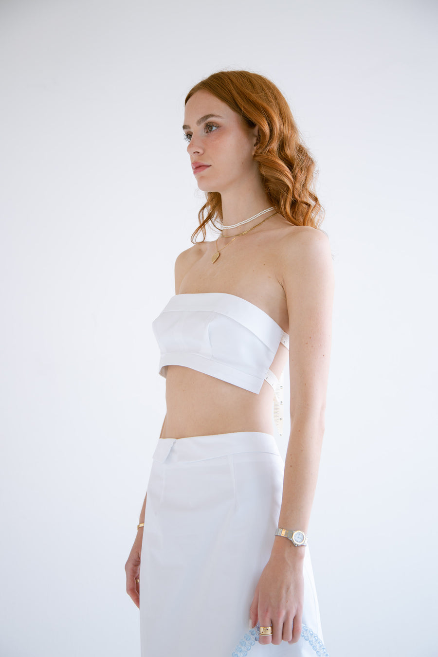 Wrap Collar Bralette in White