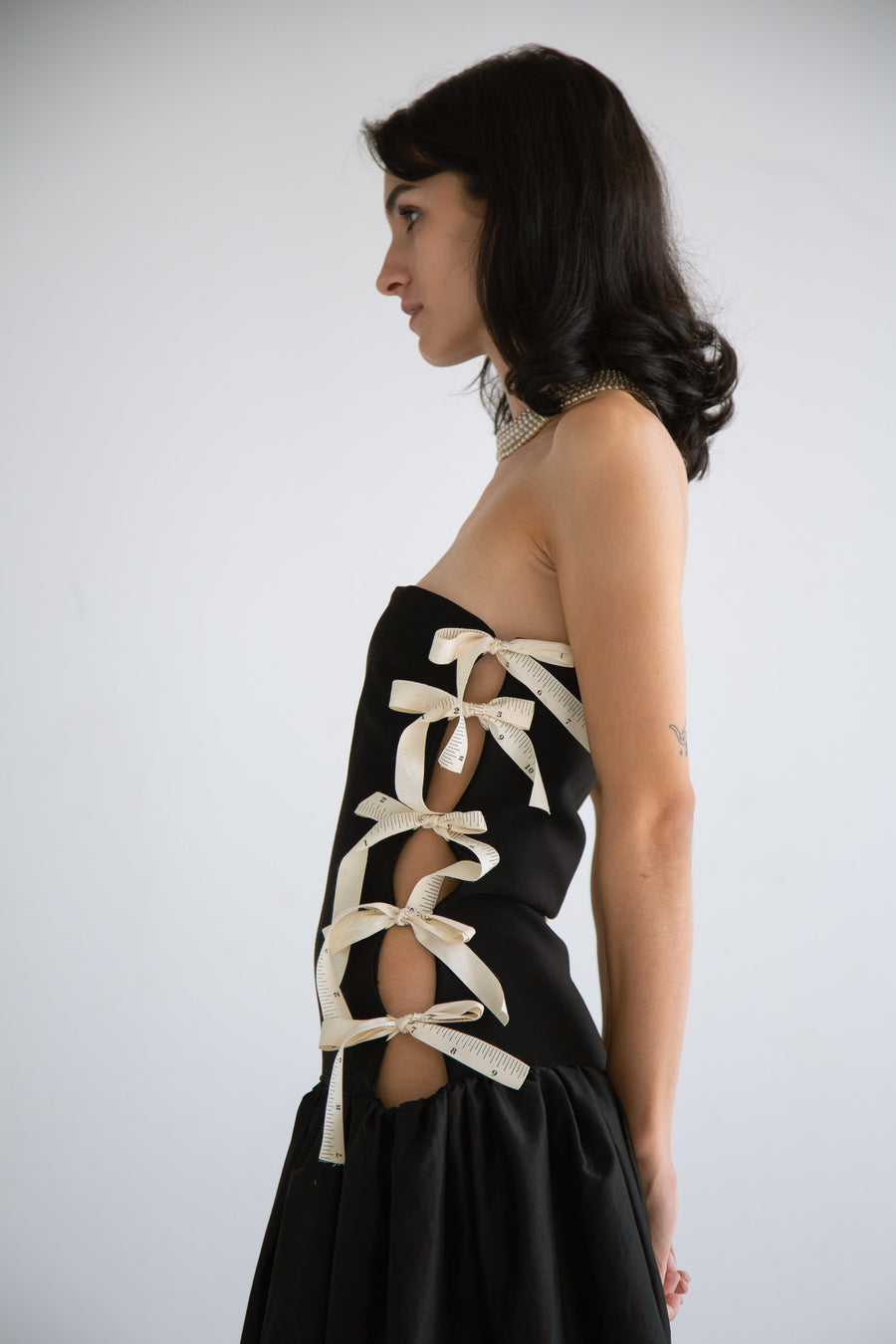 Side Bows Cut-Out Dress in Black