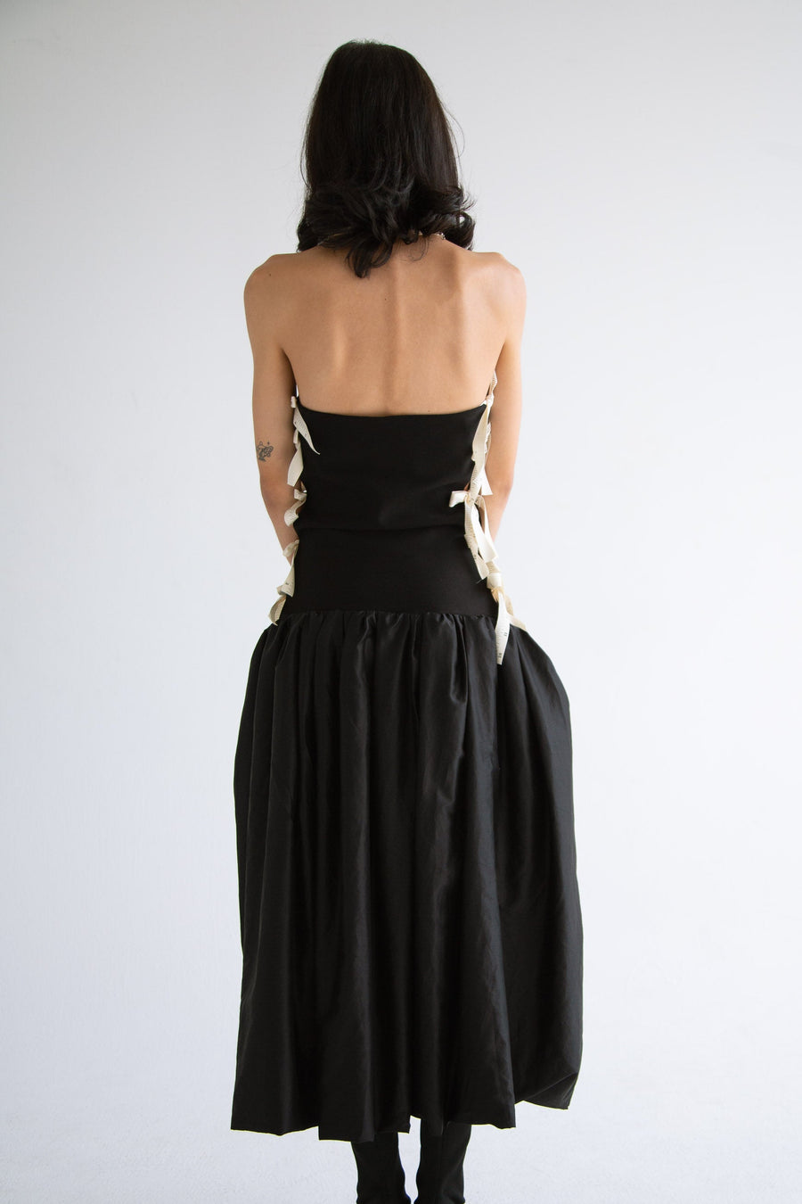 Side Bows Cut-Out Dress in Black