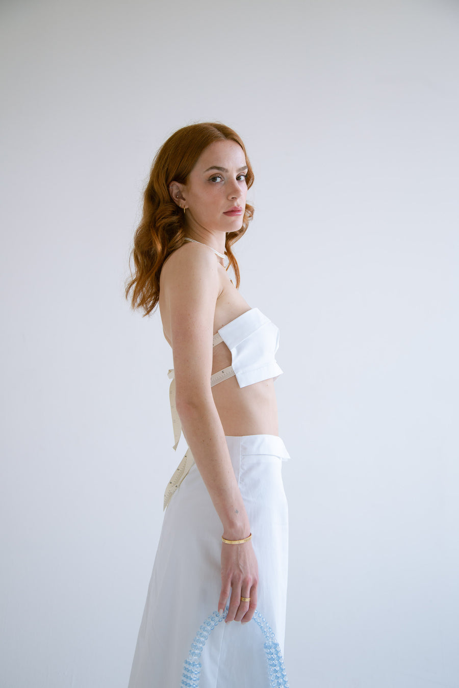 Wrap Collar Bralette in White