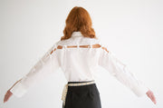 Long Sleeve Shirt with Bows in White
