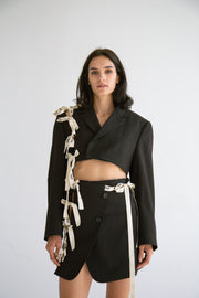 Made To Order Shoulder Cut-Out Crop Blazer Set