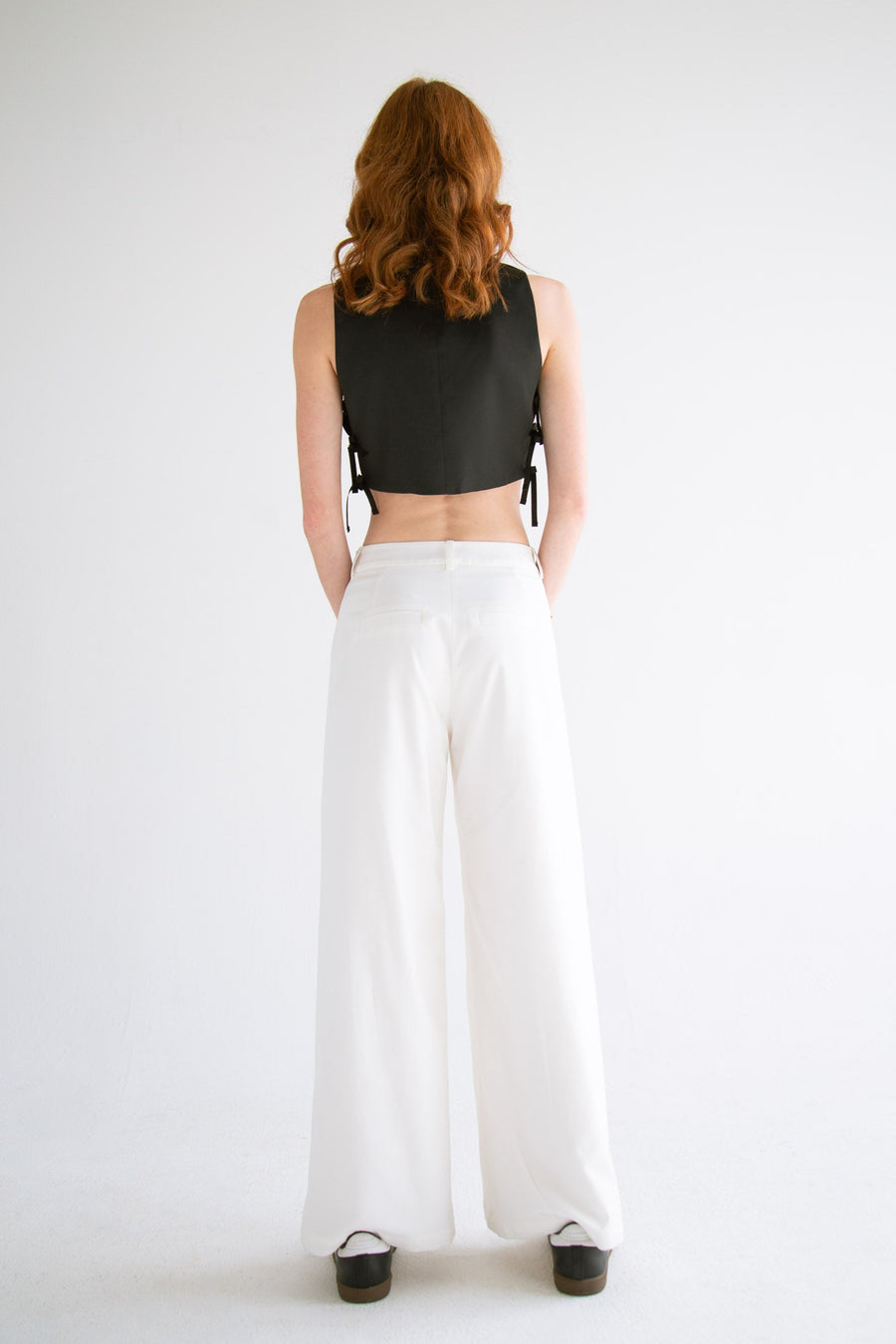 Pleated Wide Leg Pant in White