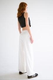 Pleated Wide Leg Pant in White
