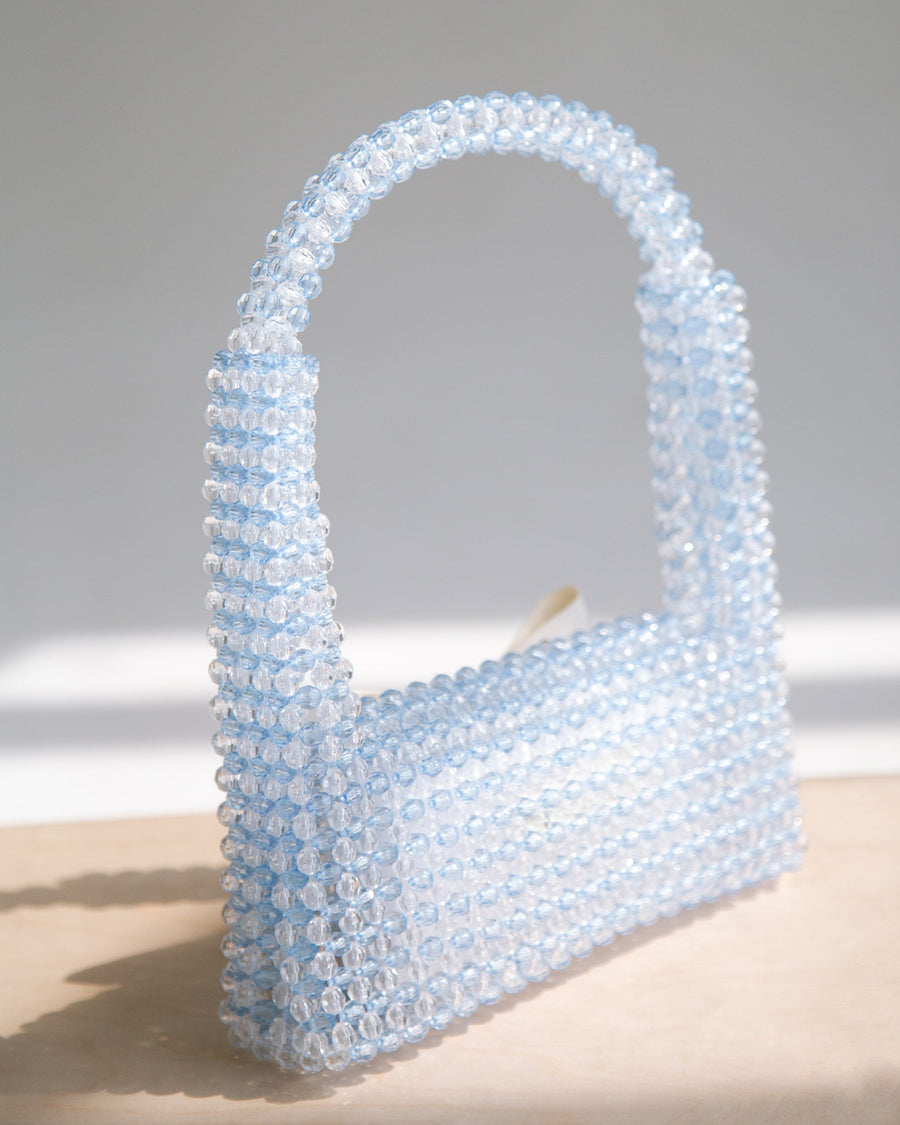 Beaded Baguette Bag in Blue