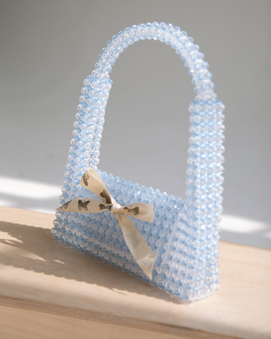Beaded Baguette Bag in Blue
