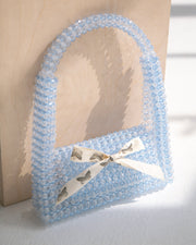 Beaded Baguette Bag in Blue