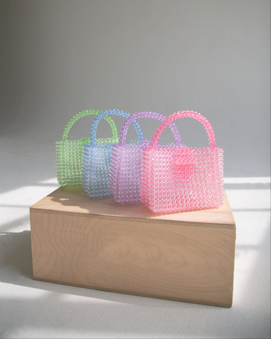 Beaded Buckle Bag in Blue