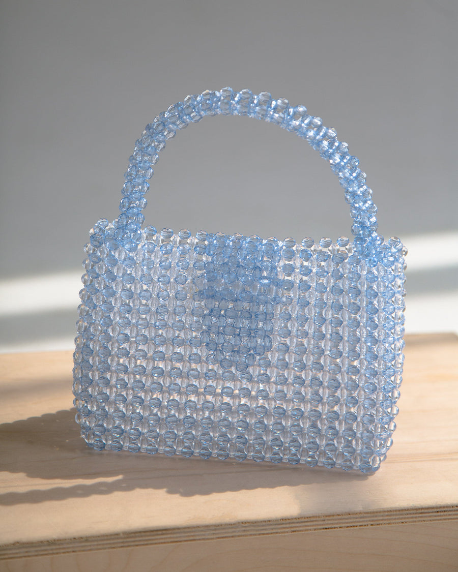 Beaded Buckle Bag in Blue