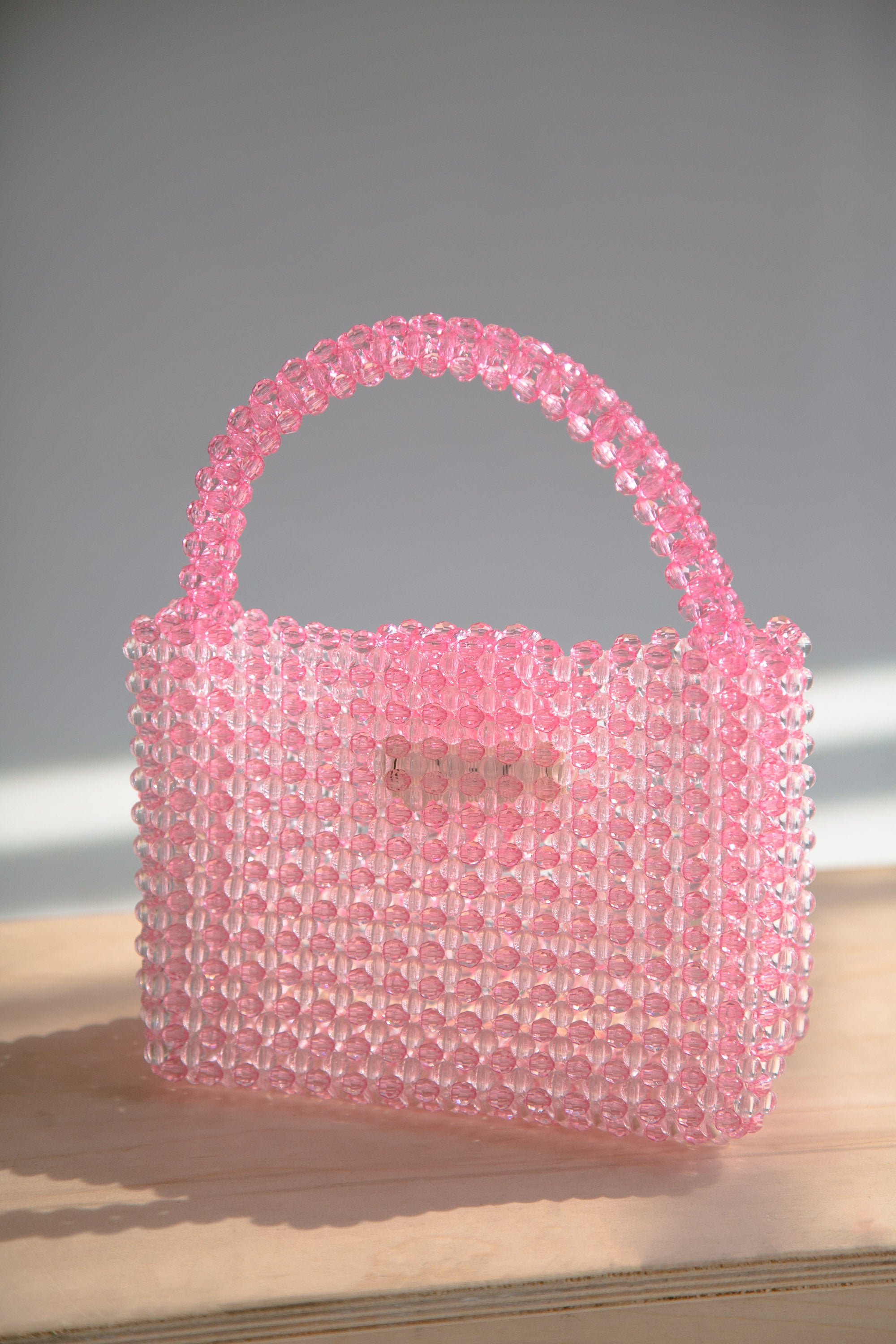 Beaded Buckle Bag in Pink