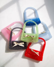 Beaded Baguette Bag in Blue