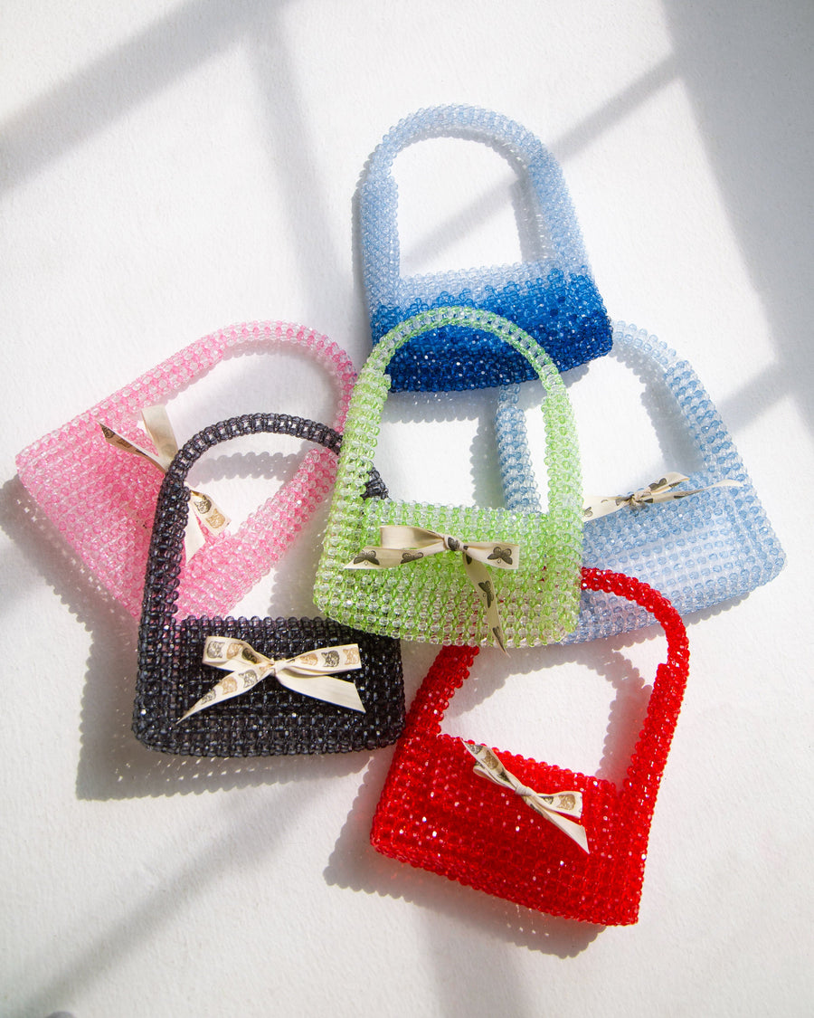 Beaded Baguette Bag in Blue