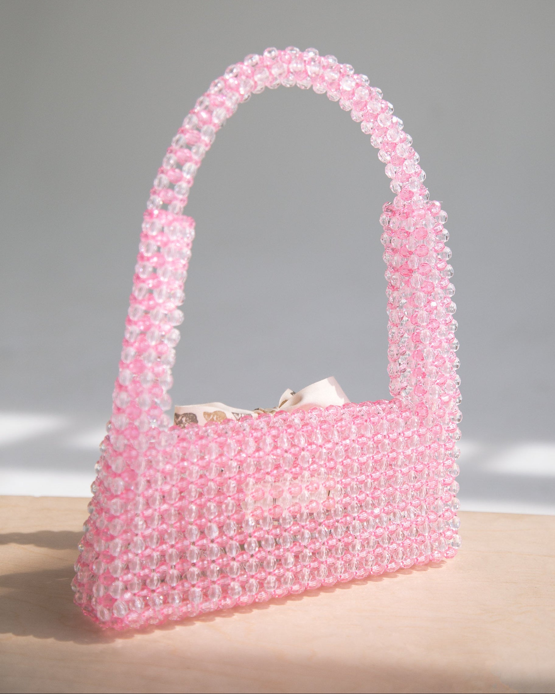 Beaded Baguette Bag in Pink