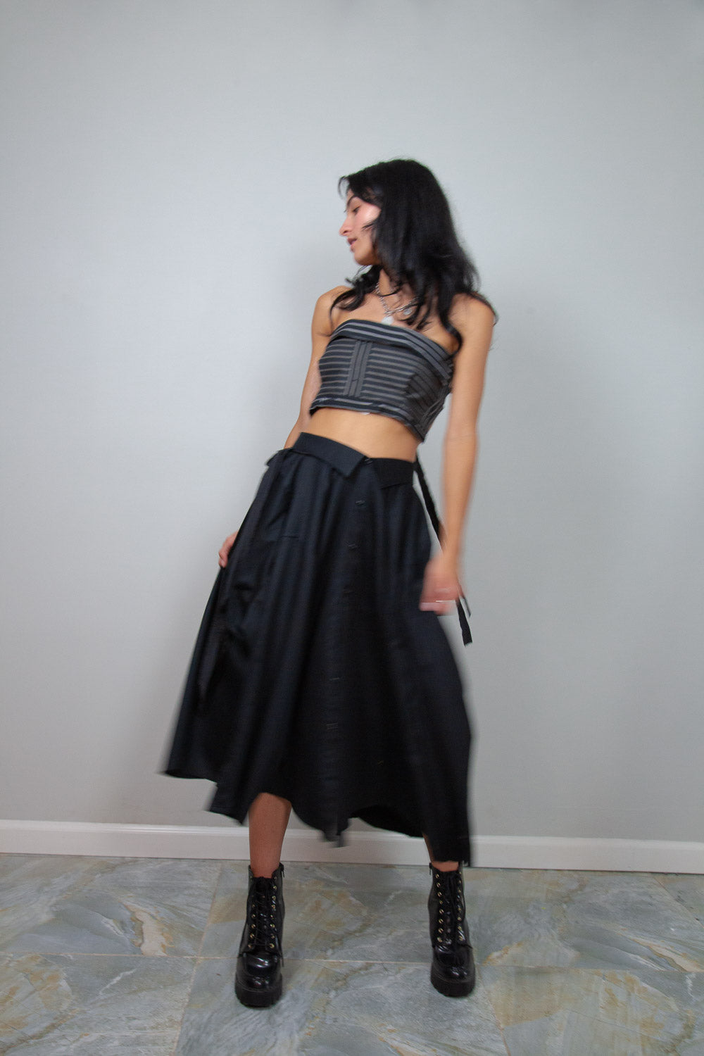 Wrap Shirt Skirt in Black