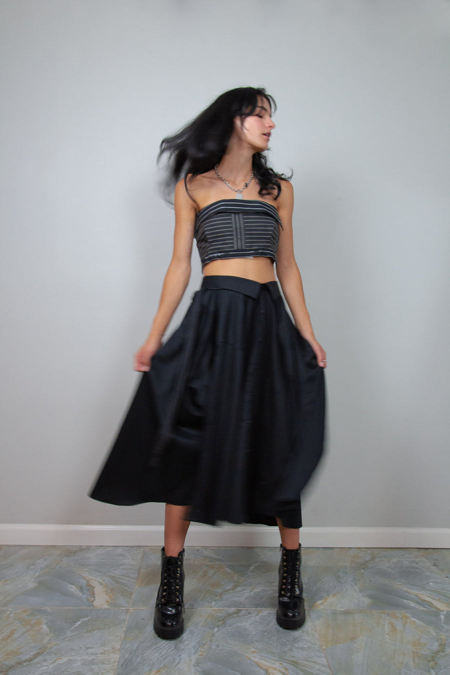 Wrap Shirt Skirt in Black