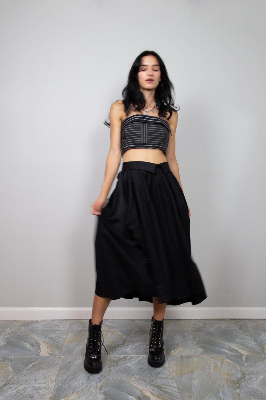 Wrap Shirt Skirt in Black