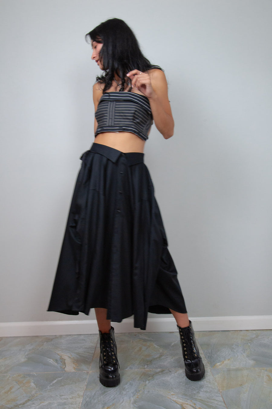 Custom order Wrap Shirt Skirt in Black