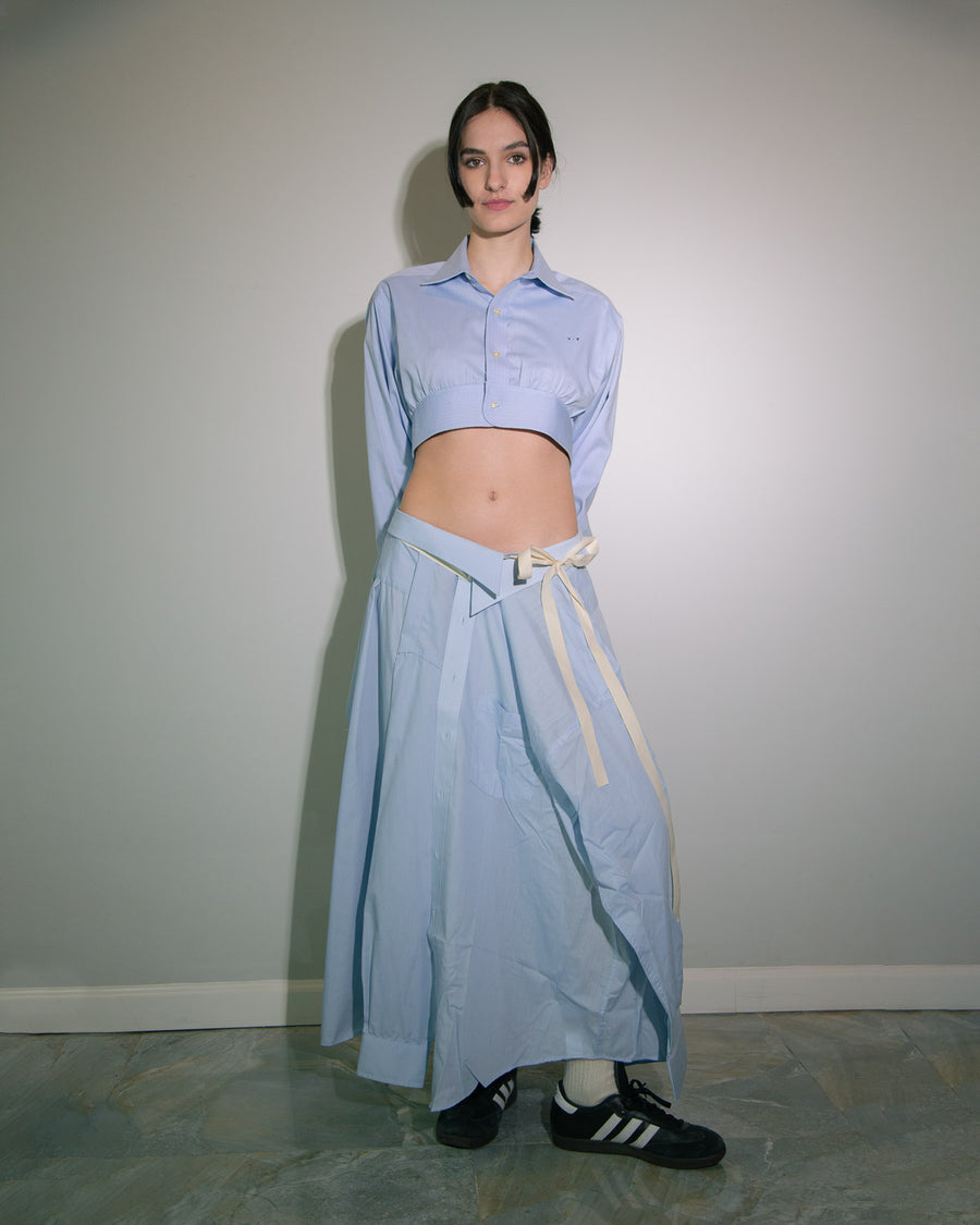 Wrap Shirt Skirt in Blue