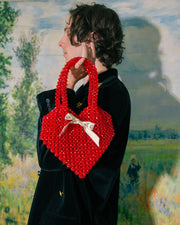 Beaded Heart Bag in Red
