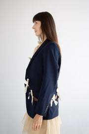 Diagonal Cut-Out Blazer in Navy